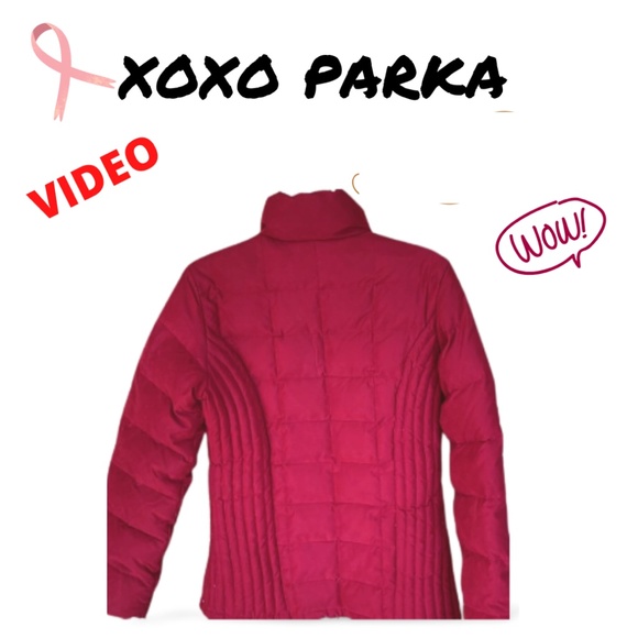 XOXO Quilted Down and Feathers Winter Zipper Red Parka Jacket Size MEDIUM - Picture 3 of 8